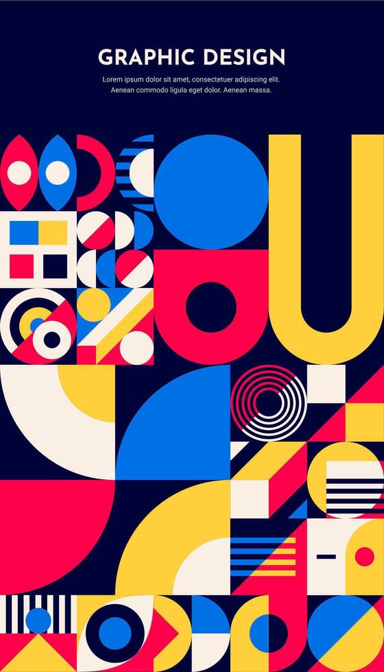 Abstract template poster Bauhaus geometric pattern vector