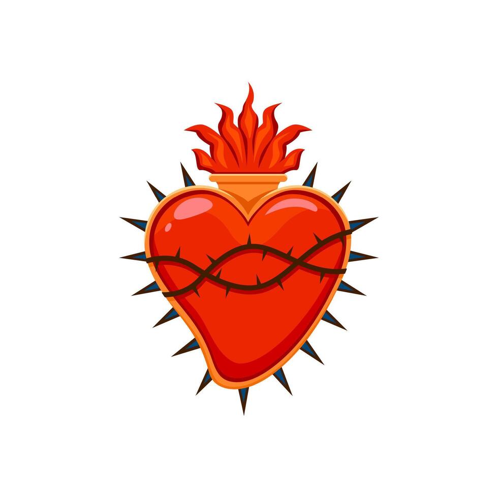 Mexican sacred heart with eye and wings retro icon vector