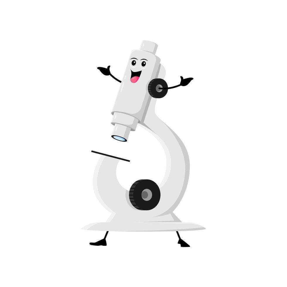 Cartoon cheerful funny microscope school character vector