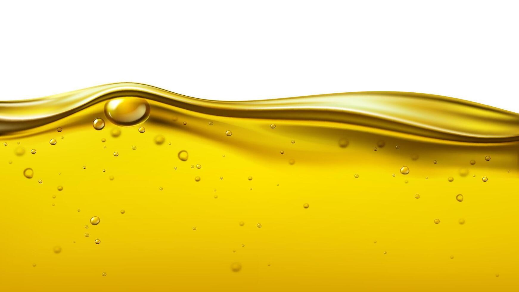 Liquid vegetable oil wave background with drops vector