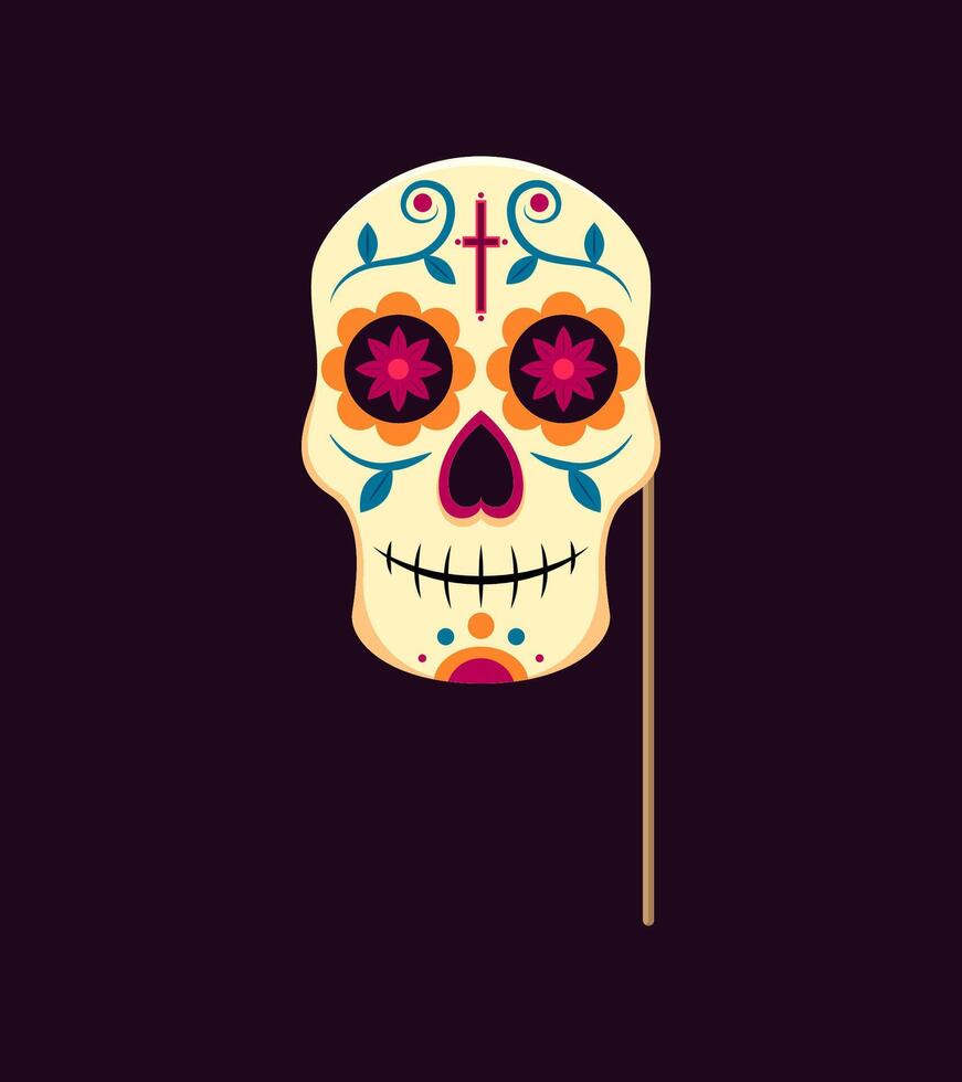 Dead day photo booth mask with props, Muertos item vector