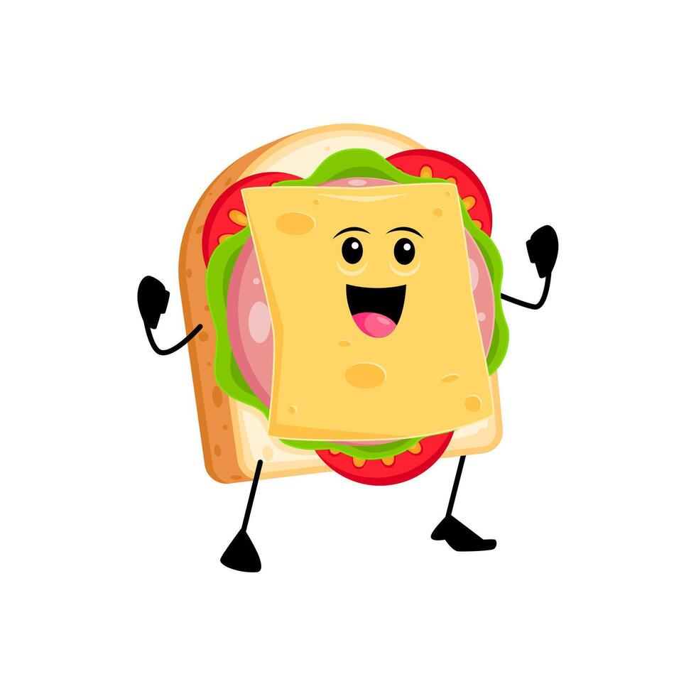 cartoon cheerful bread toast breakfast character vector