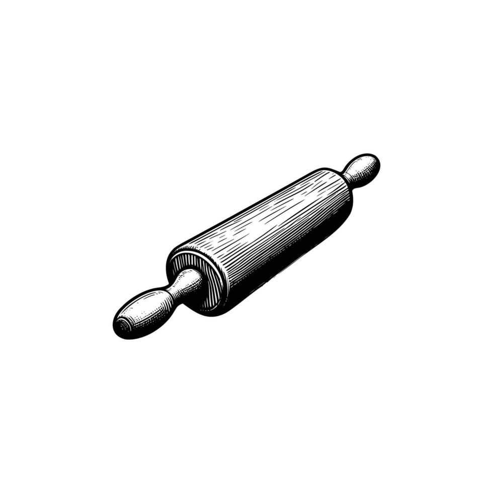 set black and white illustration of rolling pin isolated on white background vector