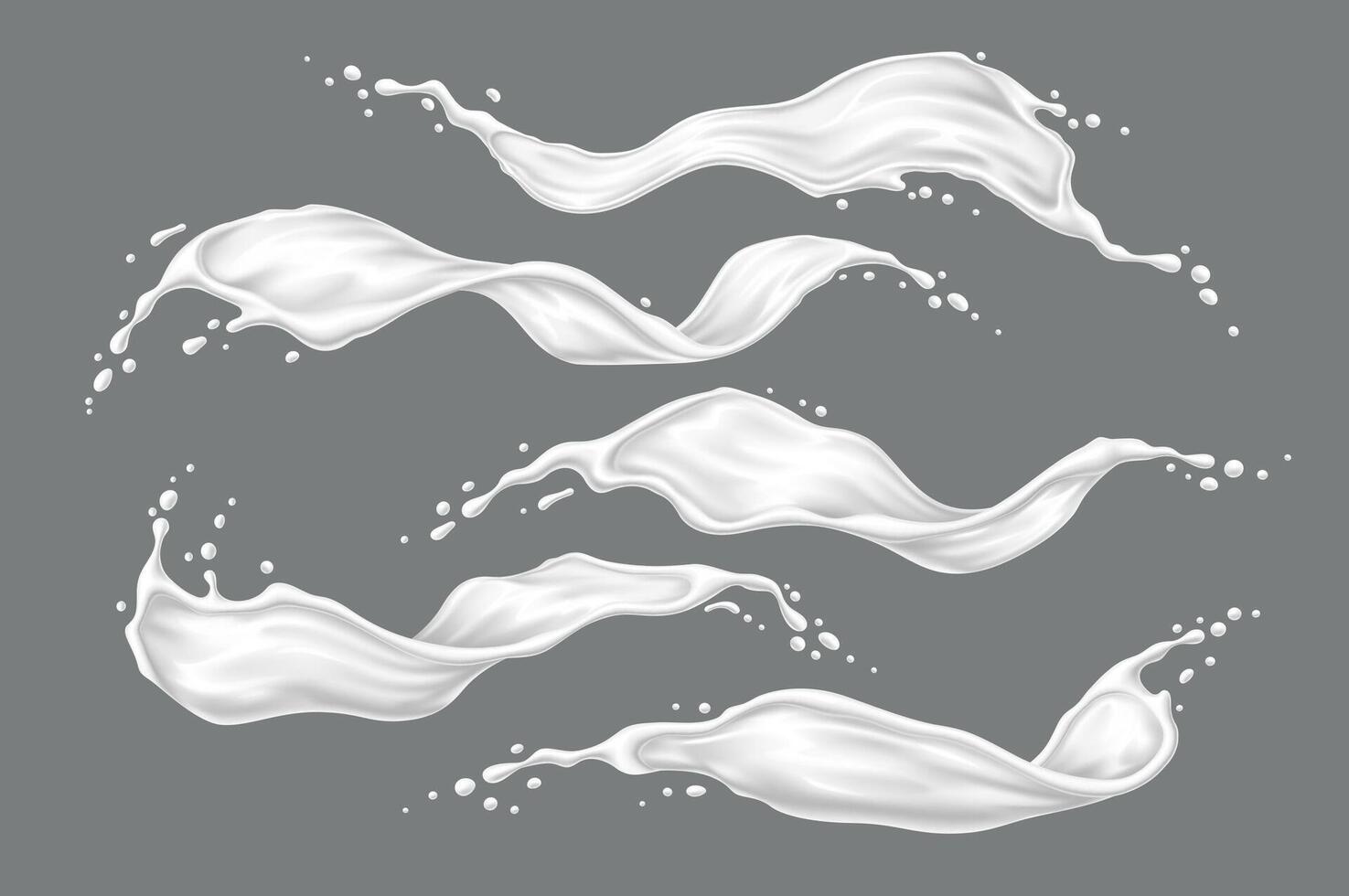 White milk cream or yogurt wave flow splashes vector