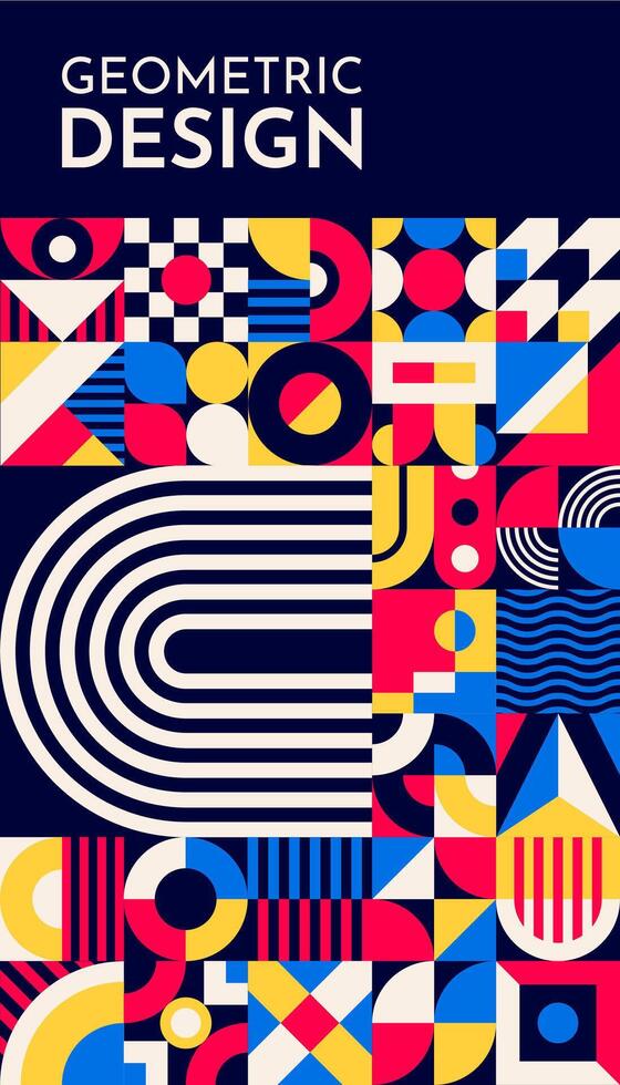 Abstract template with bauhaus geometric patter vector