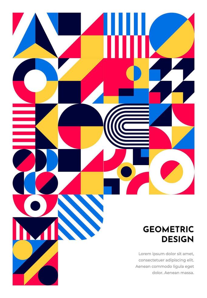 Abstract poster, banner, Bauhaus geometric pattern vector