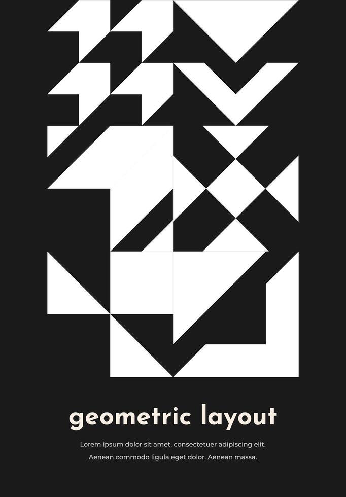 Abstract Bauhaus monochrome geometric pattern vector