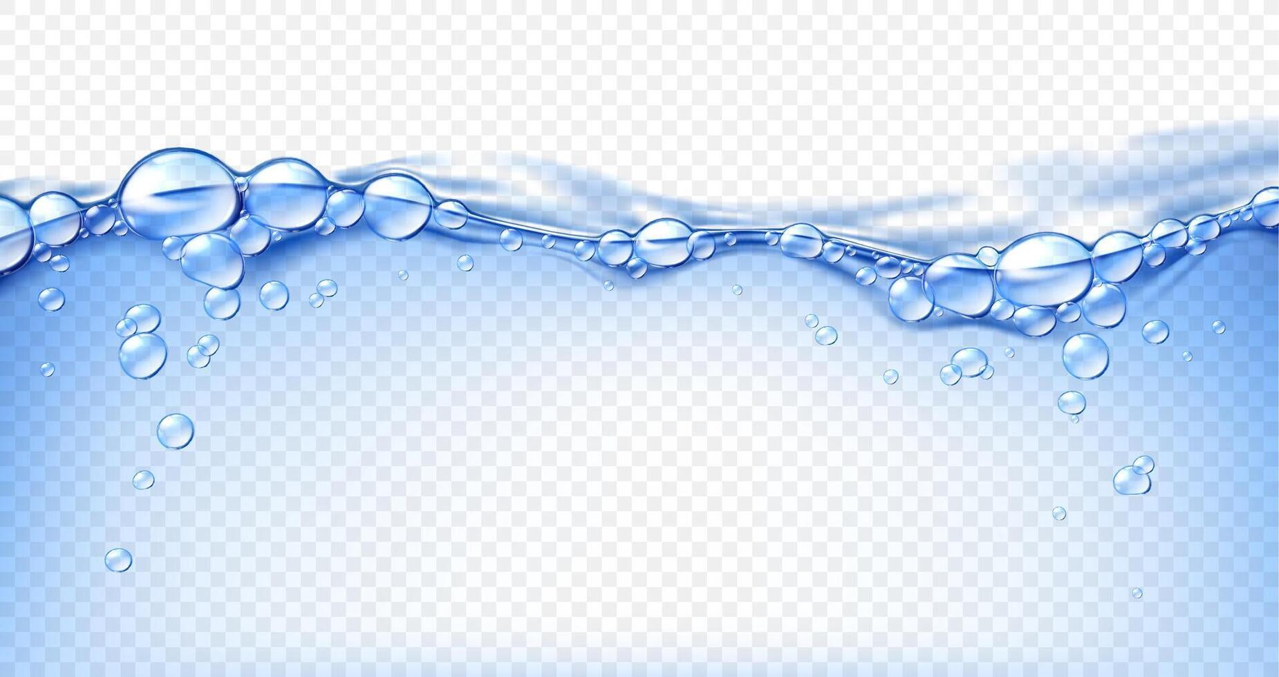 Realistic transparent pool water wave with bubbles vector