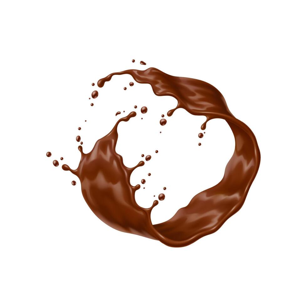 Realistic chocolate yogurt round liquid frame vector