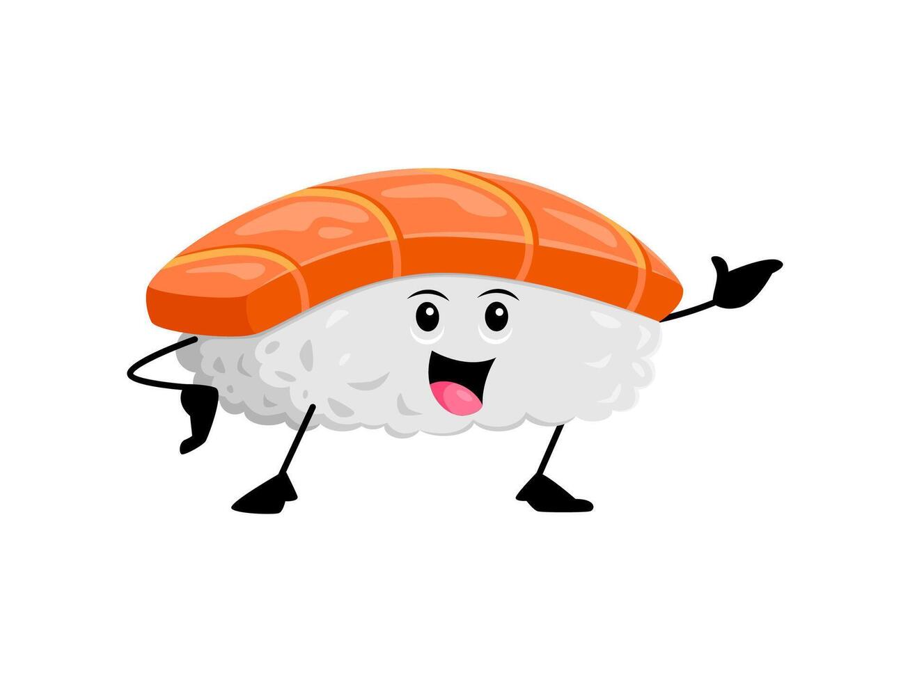 Cartoon cheerful sushi funny fast food character vector