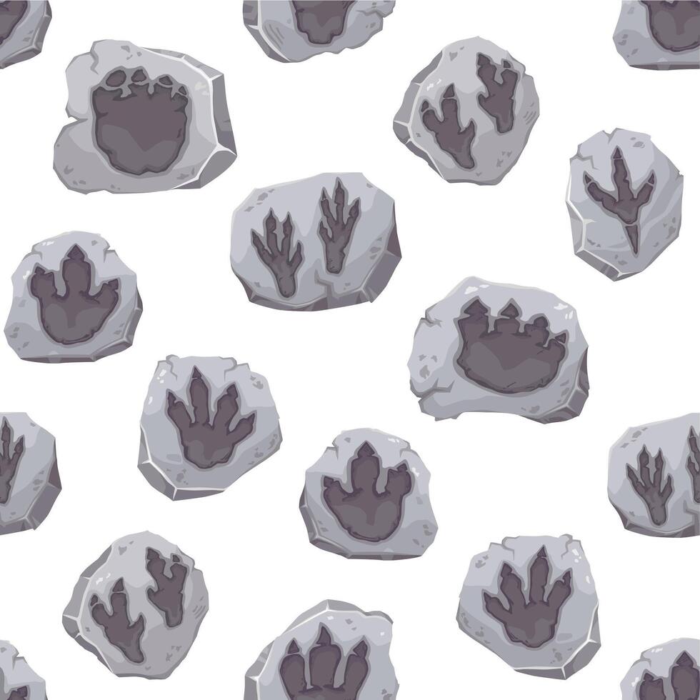 Dinosaur footprint fossils seamless pattern vector