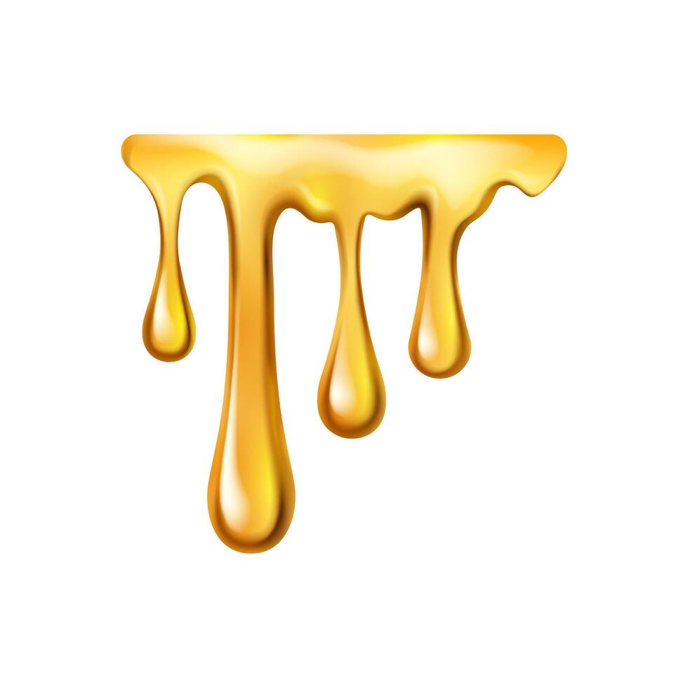 Sweet honey liquid dripping, melting syrup vector