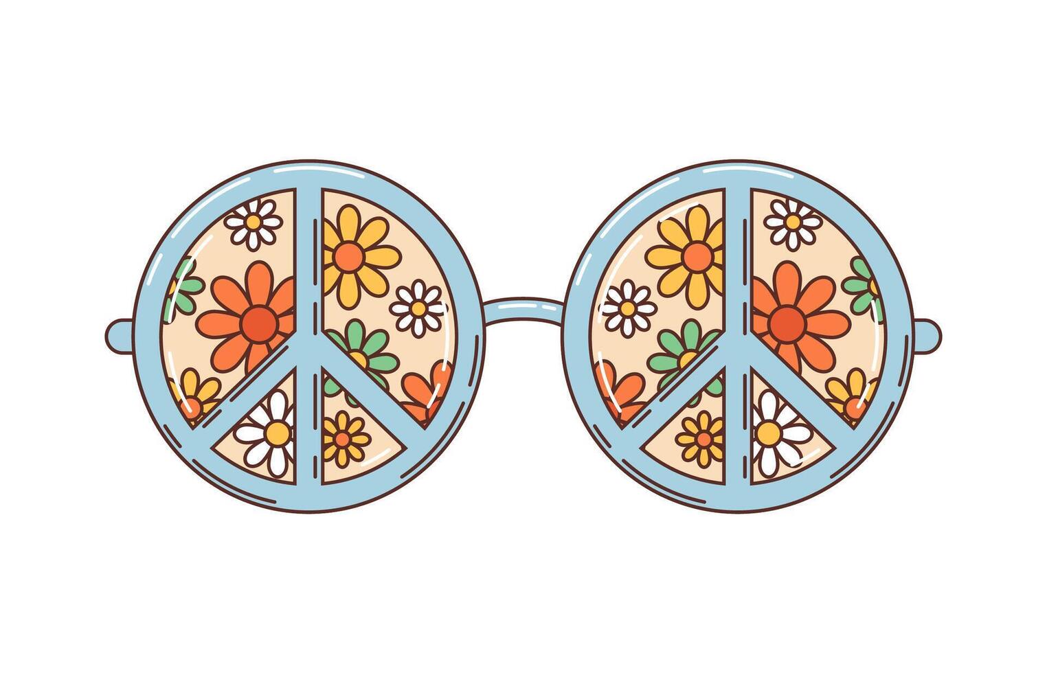 Retro groovy eyewear sunglasses exude hippie vibe vector