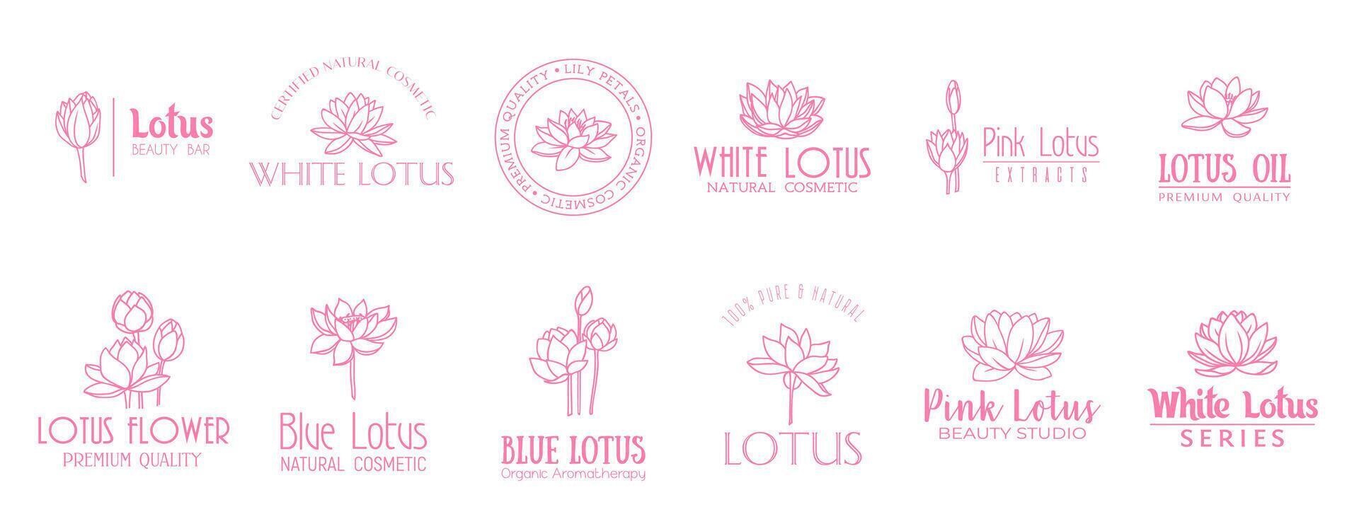 Lotus flower minimal emblem, extract and cosmetics vector