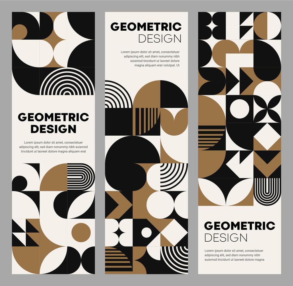 Modern banners with geometric Bauhaus patterns vector