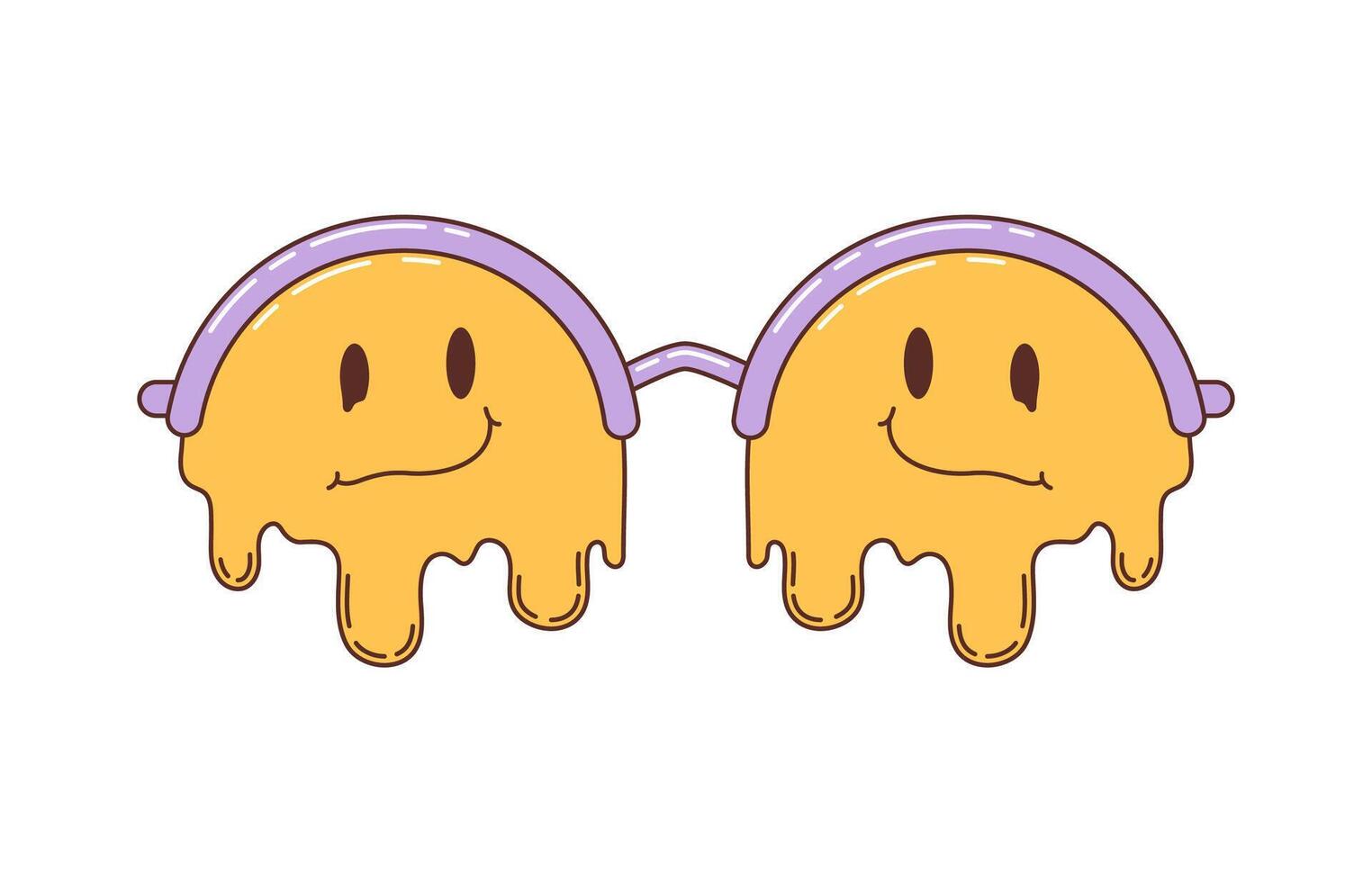 Retro groovy sunglasses hippie eyewear with smiles vector