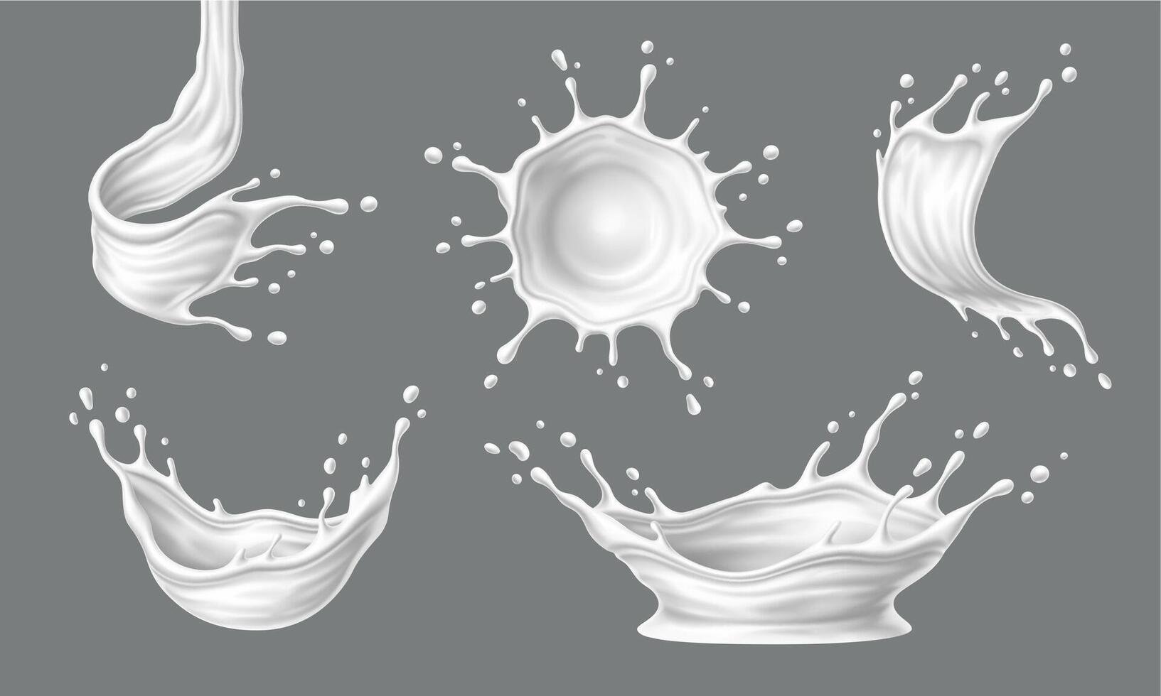 Liquid white yogurt or milk cream splashes vector