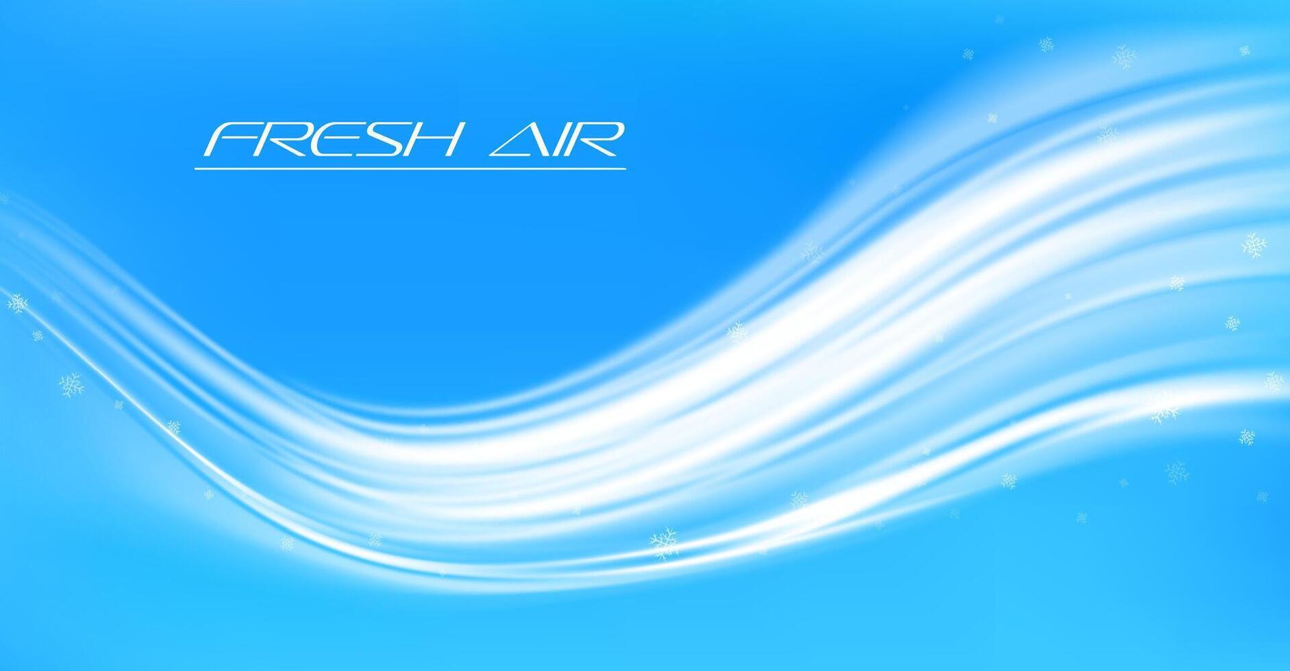 Fresh air flow or cold wind wave with snowflakes vector