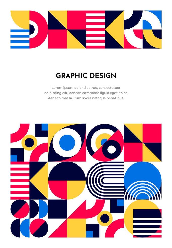 Abstract poster with geometric pattern borders vector