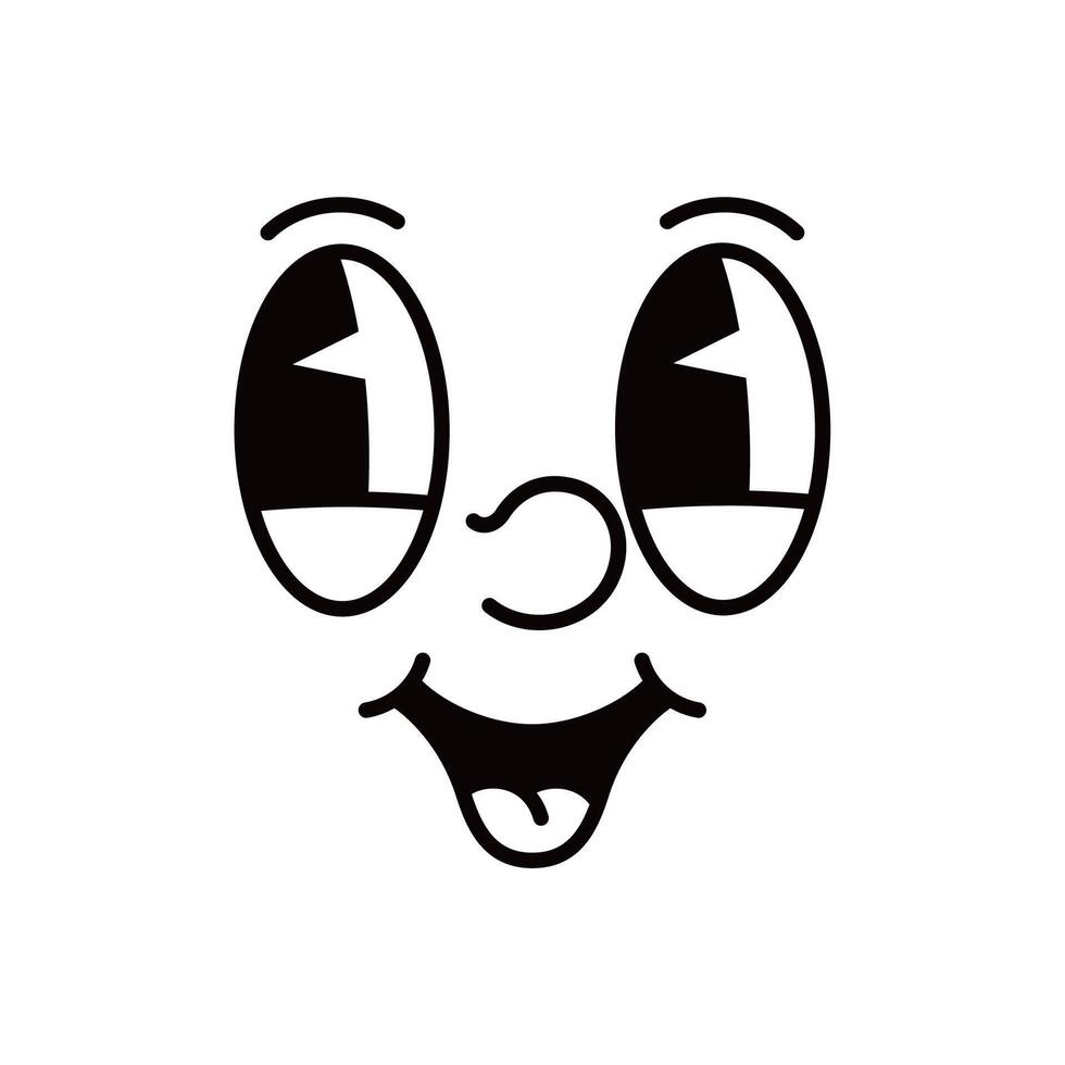 Cartoon face, comic groovie emotion character vector