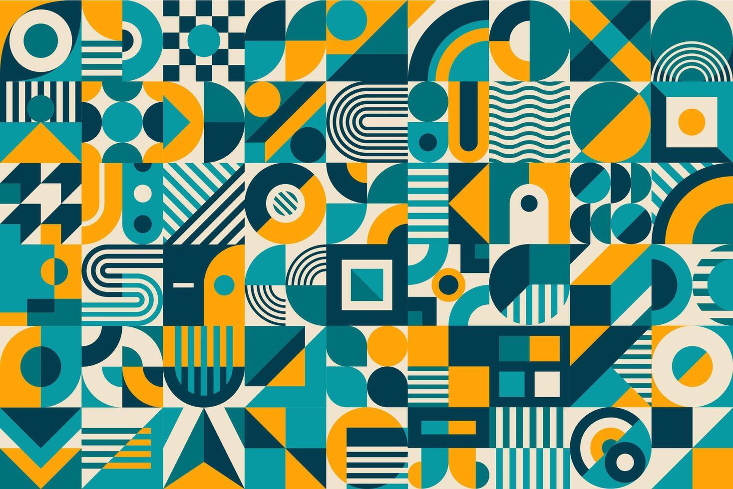 Beige, turquoise and orange geometric pattern vector