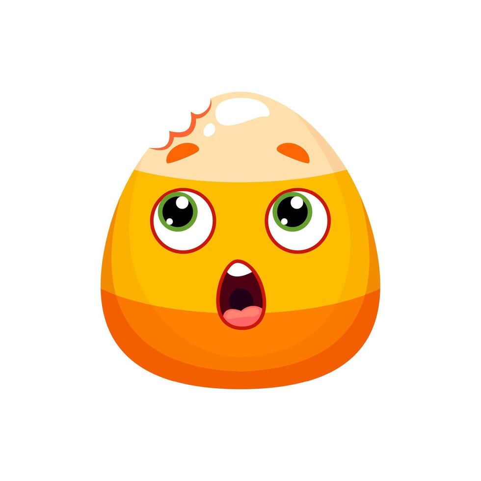 Cartoon Halloween corn emoji with a missing chunk vector