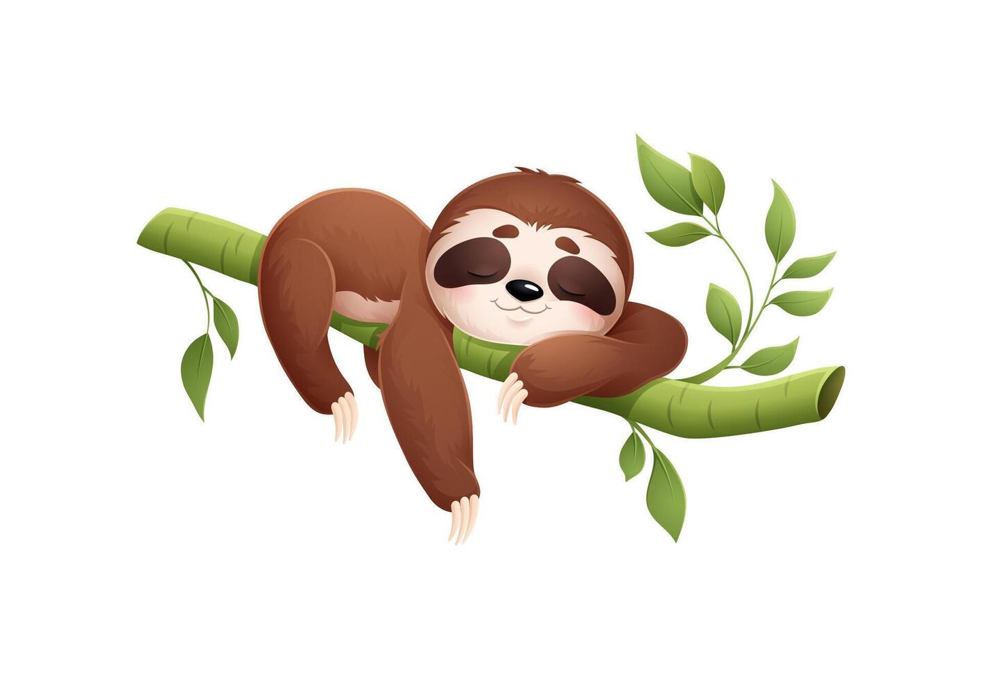 Cartoon cute lazy sloth animal character sleeping vector