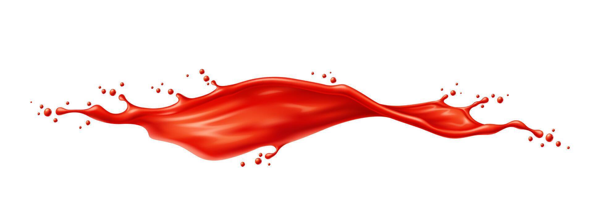 Long red wave of tomato juice or ketchup splash vector