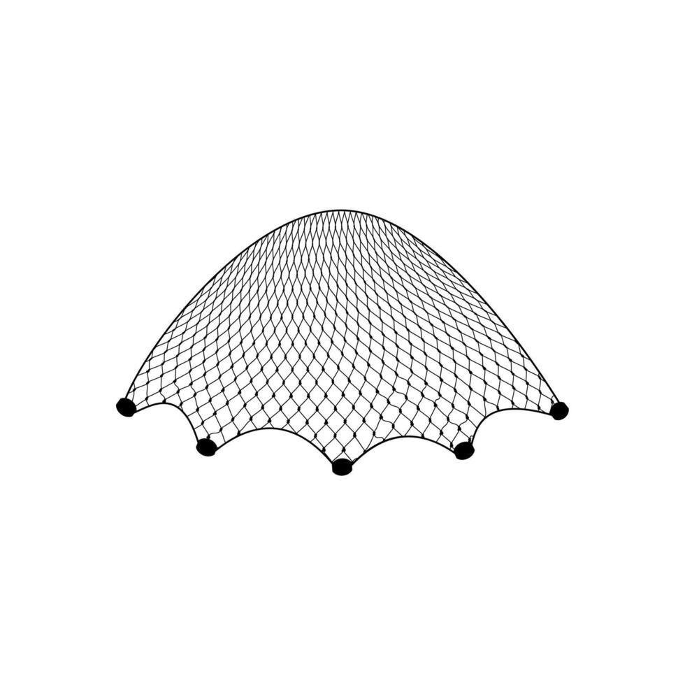 Fish net, isolated fishnet with sinkers, vector