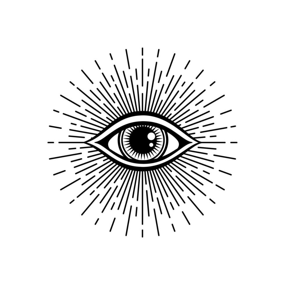 Blackwork tattoo flash isolated eye of providence vector