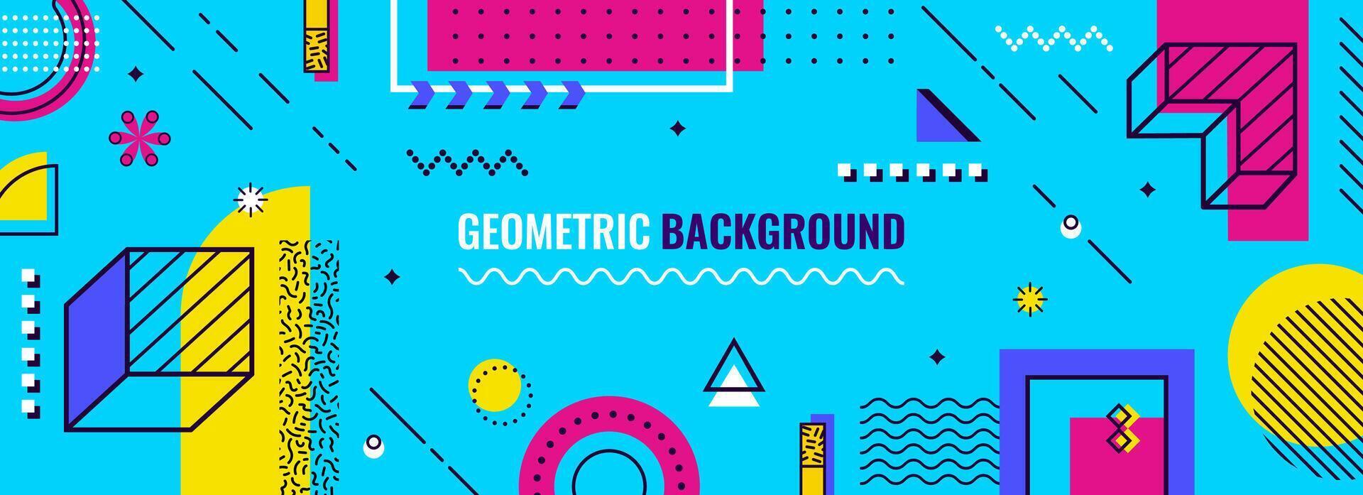 Abstract modern Memphis geometric art background vector