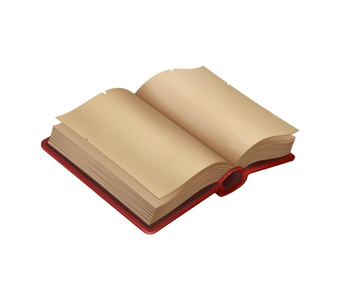 Game book, mystical open book with blank pages vector