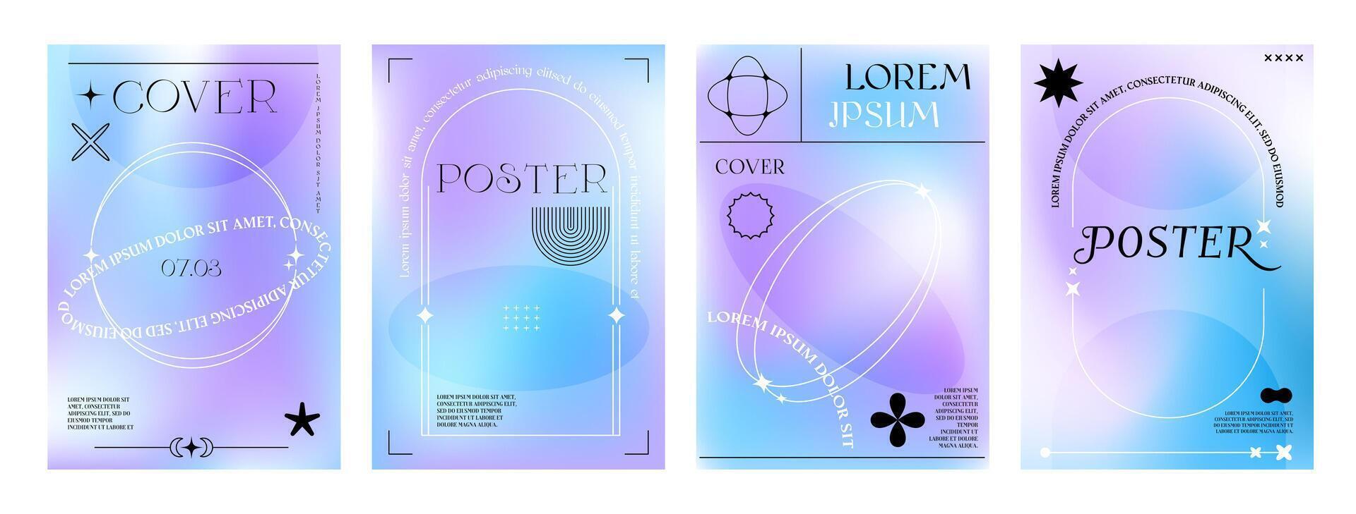 Abstract aesthetic purple y2k gradient posters vector
