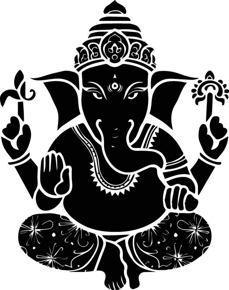 Illustration of Hindu Silhouette God Ganesha vector