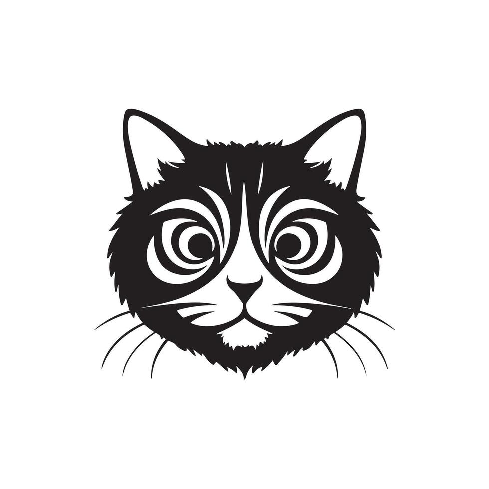 Persian Cat , logo design, icon, stencil, black and white, silhouette design vector