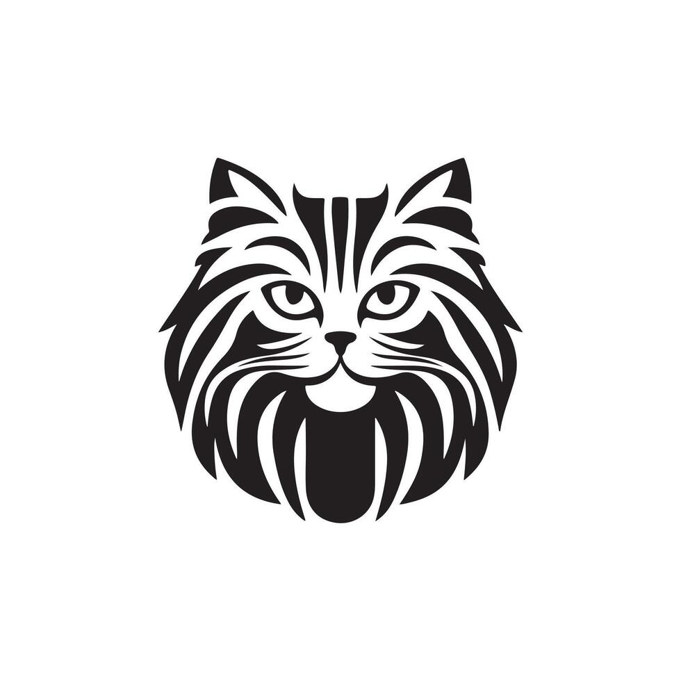 Persian Cat , logo design, icon, stencil, black and white, silhouette design vector