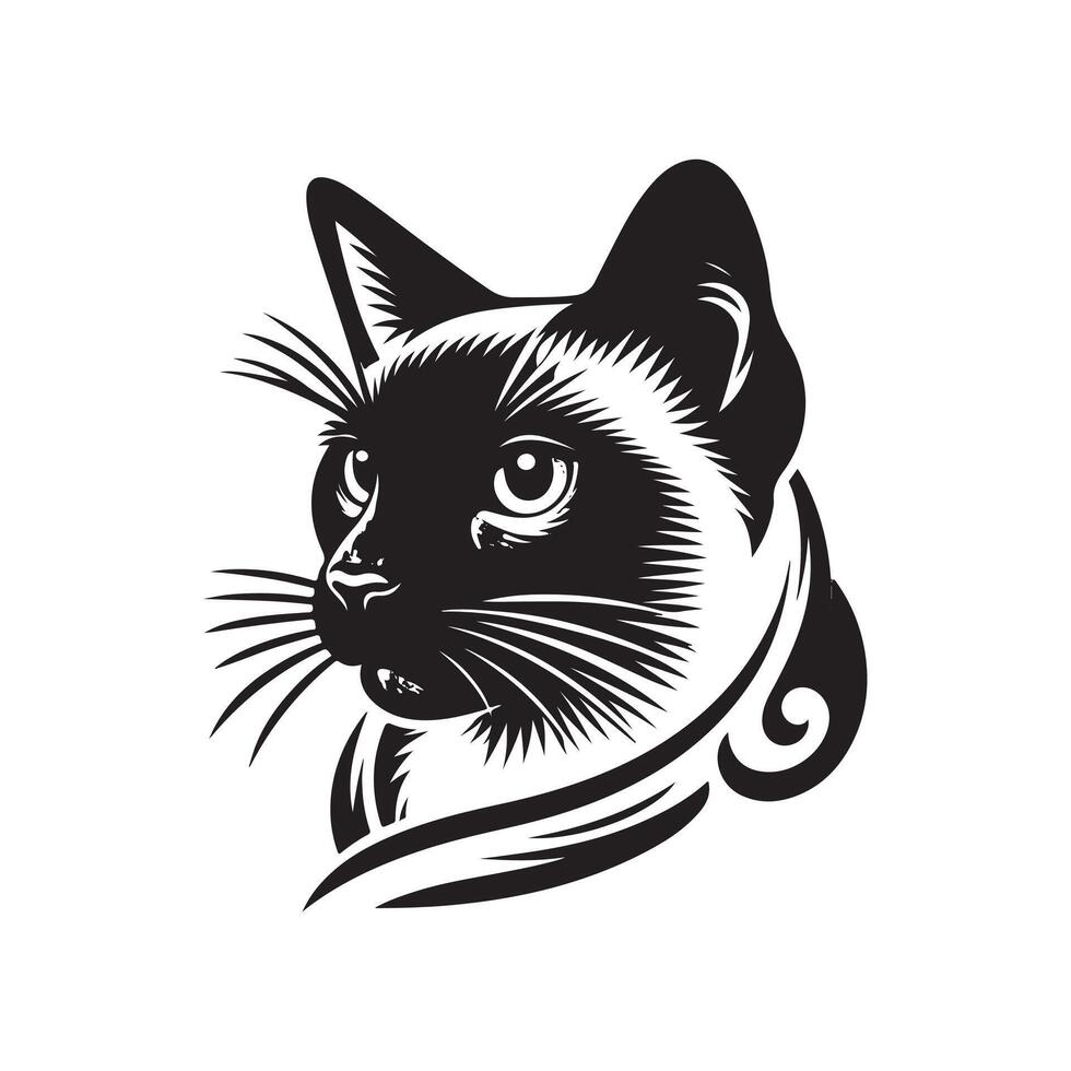Siamese Cat , logo design, icon, silhouette design black and white vector
