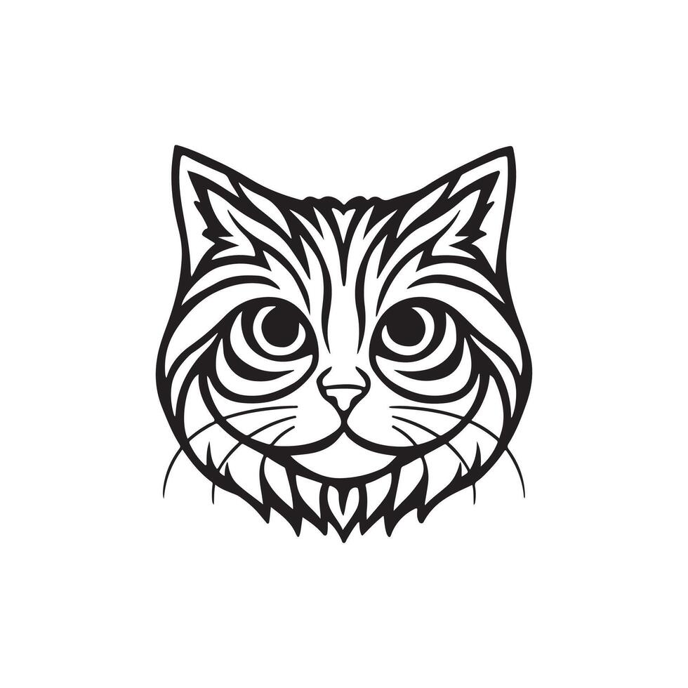 Persian Cat , logo design, icon, stencil, black and white, silhouette design vector