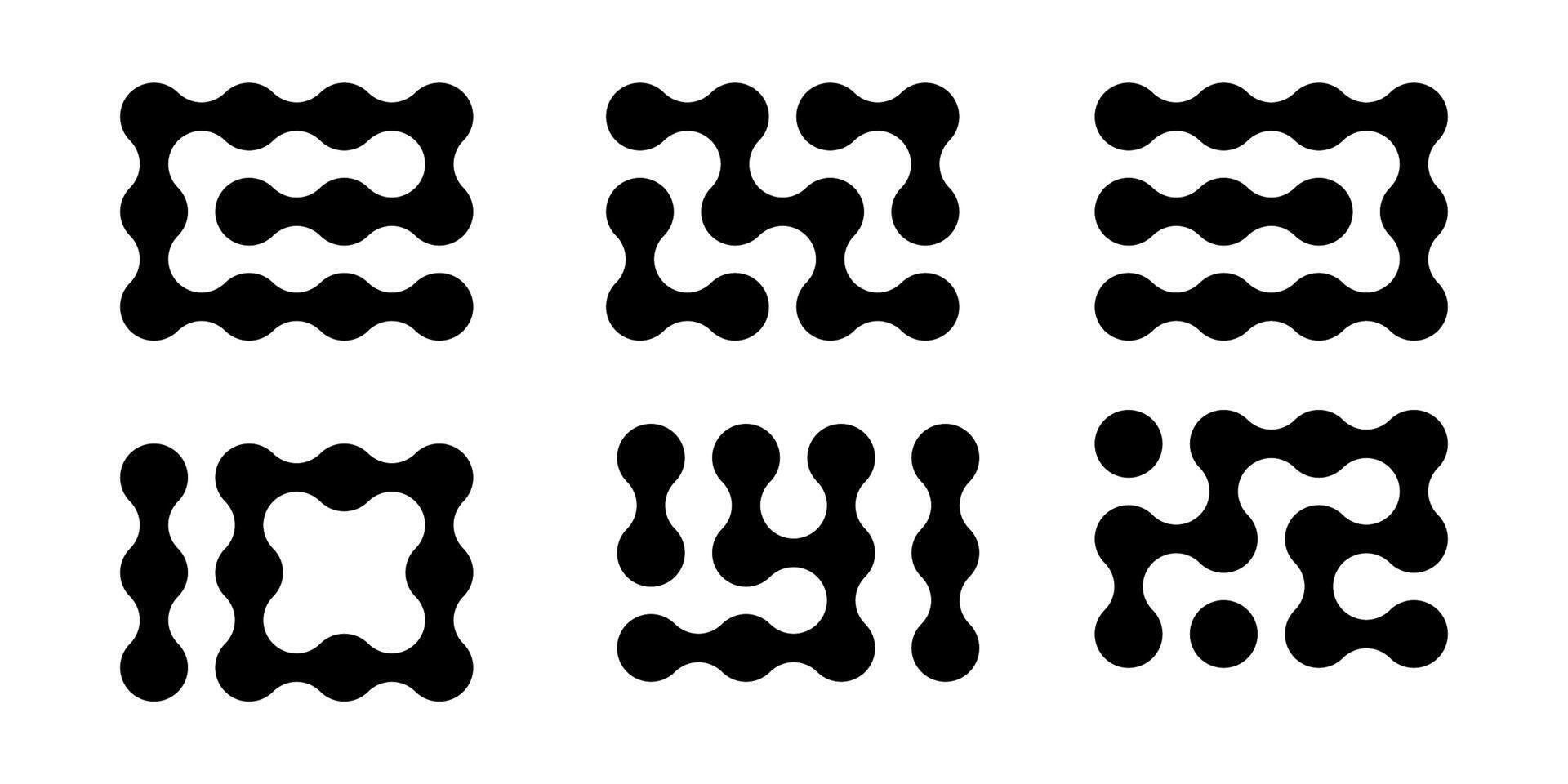 Metaball round simple blob morph balls. Abstract shape, organic geometric fluids isolated on white background. Connected dots nerve cell dots or computer nano. vector