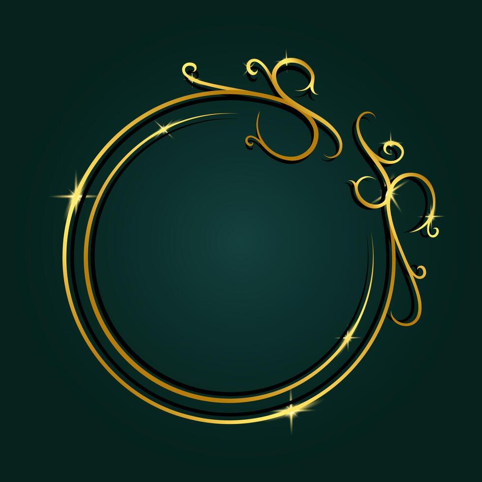Luxury decorative gold circle frame on dark background vector