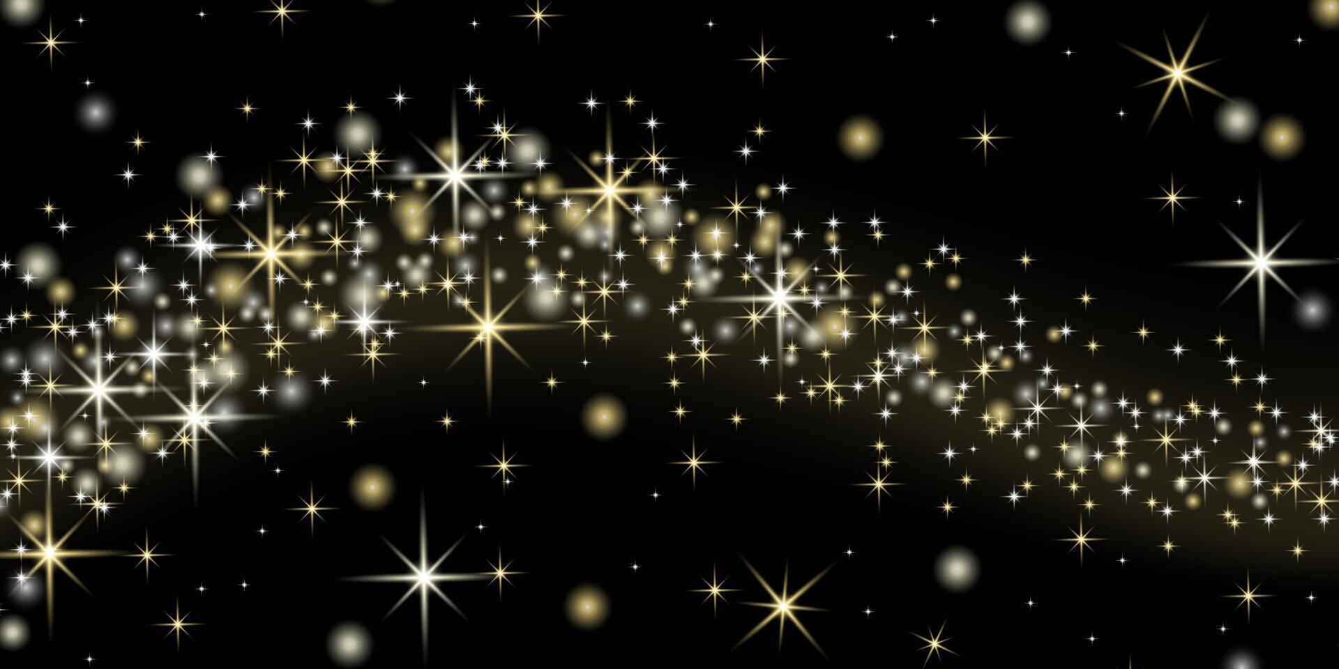 sparkling gold and silver lines on a black background vector