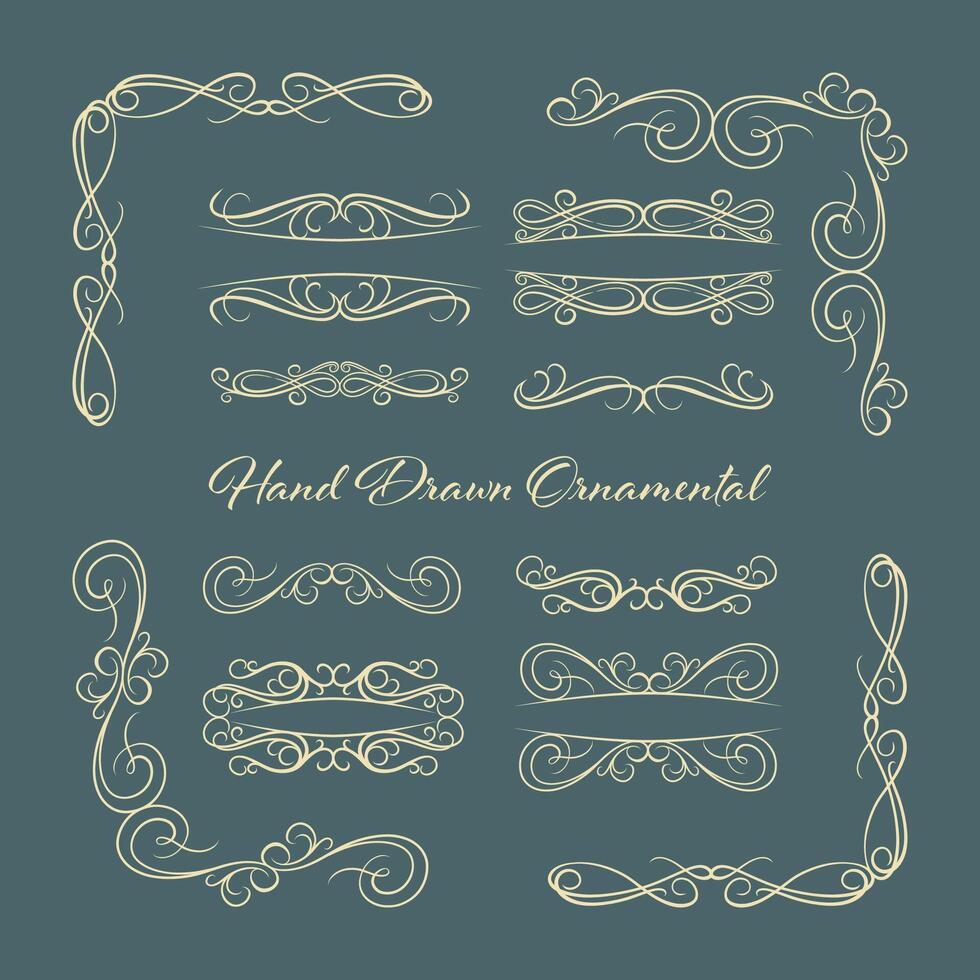 Calligraphy Design Elements. Decorative Swirls, Scrolls and Dividers vintage style vector