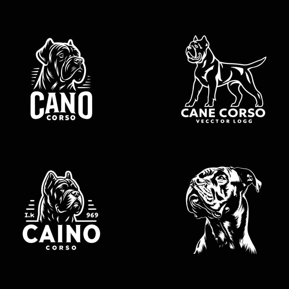 set of dog Cane Corso's , logo design, silhouette illustration design vector