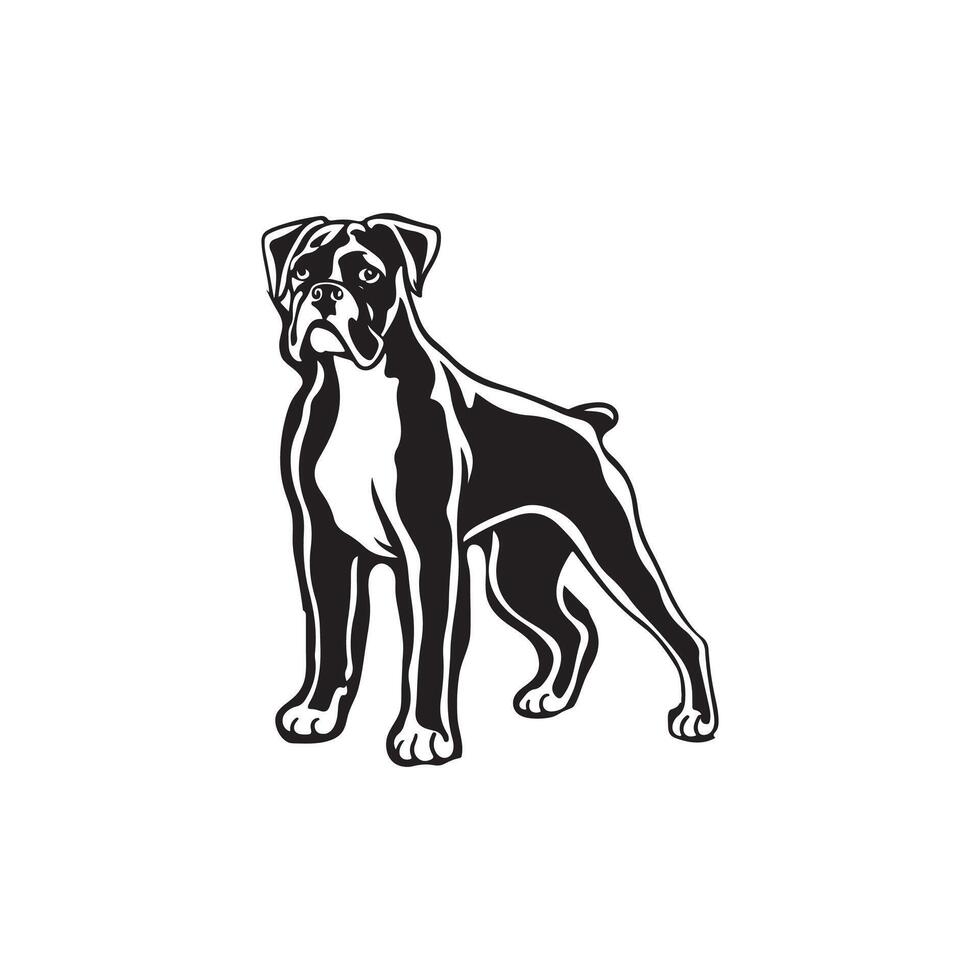 boxer dog illustration logo icon silhouette design black and white vector