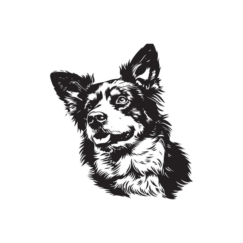 Australian Cattle Dog silhouette logo design black and white vector