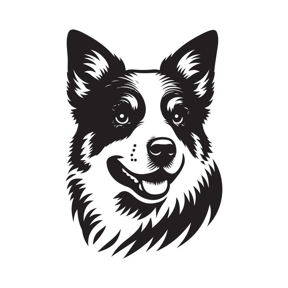 Australian Cattle Dog silhouette logo design black and white vector