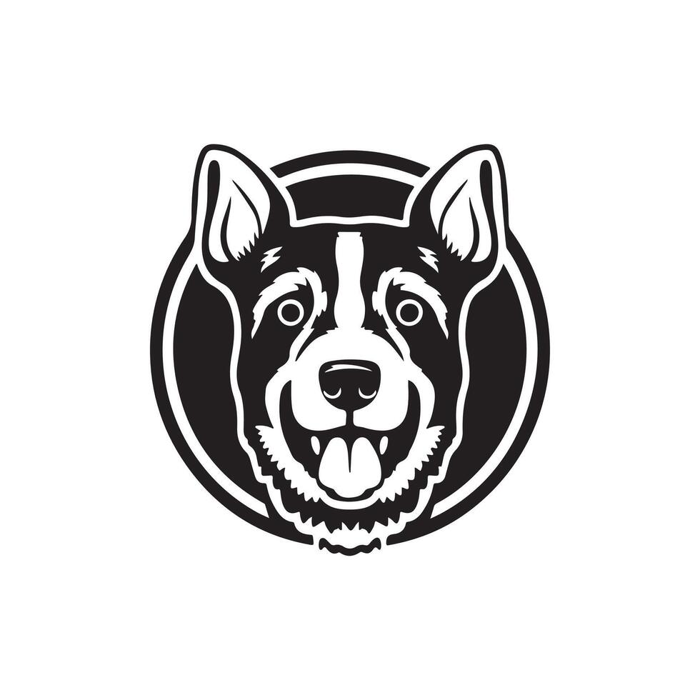 Australian Cattle Dog silhouette logo design black and white vector