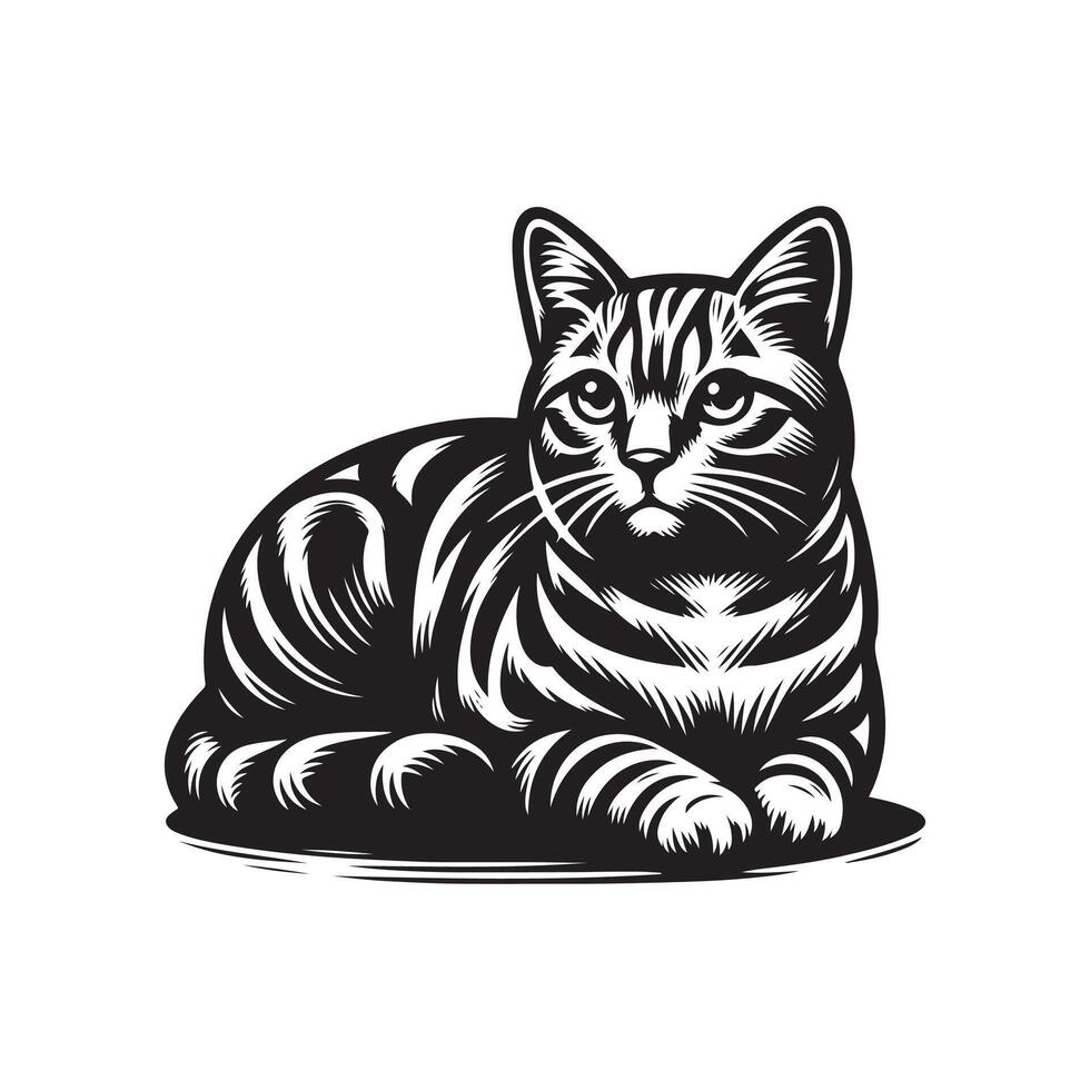 Tabby cat silhouette illustration design vector