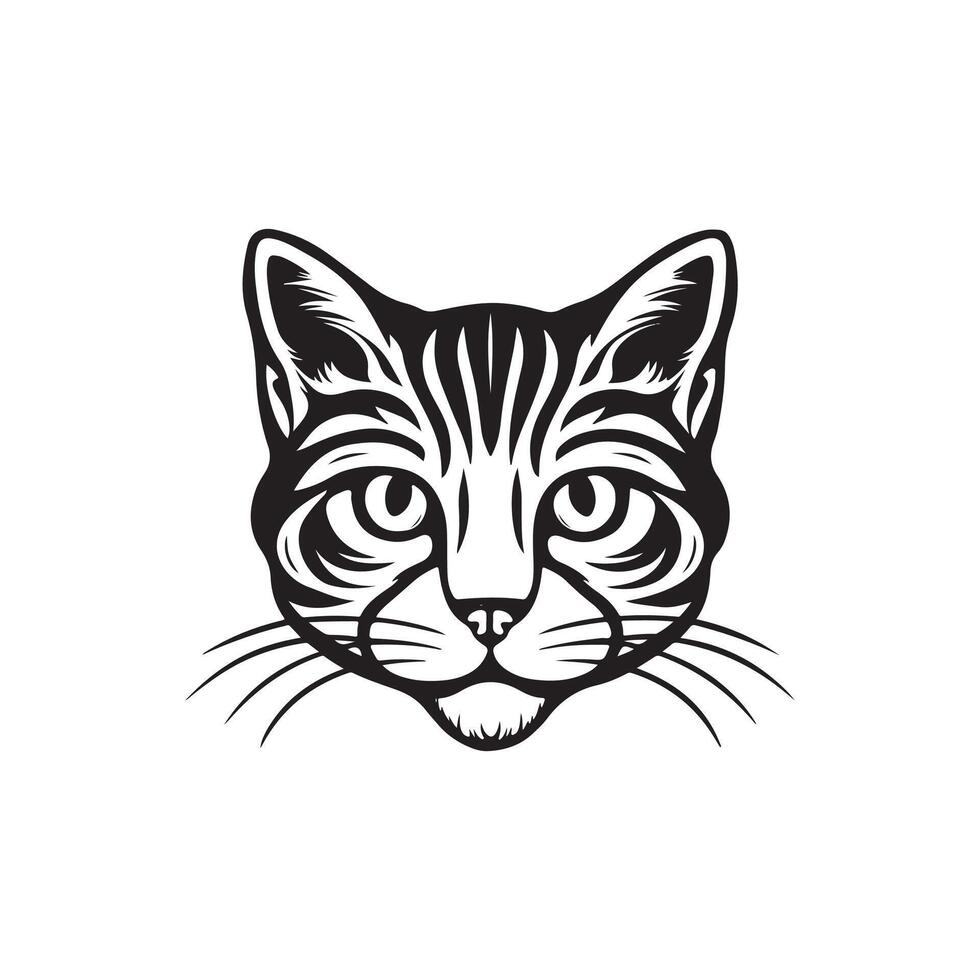Tabby cat silhouette illustration design vector