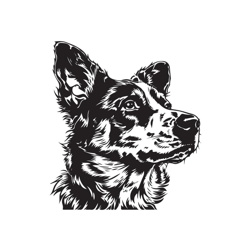 Australian Cattle Dog silhouette logo design black and white vector